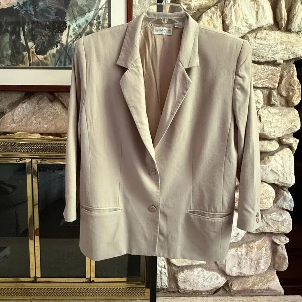 Vintage Elizabeth by Liz Claiborne 100% wool plus size blazer size16 preppy ligh